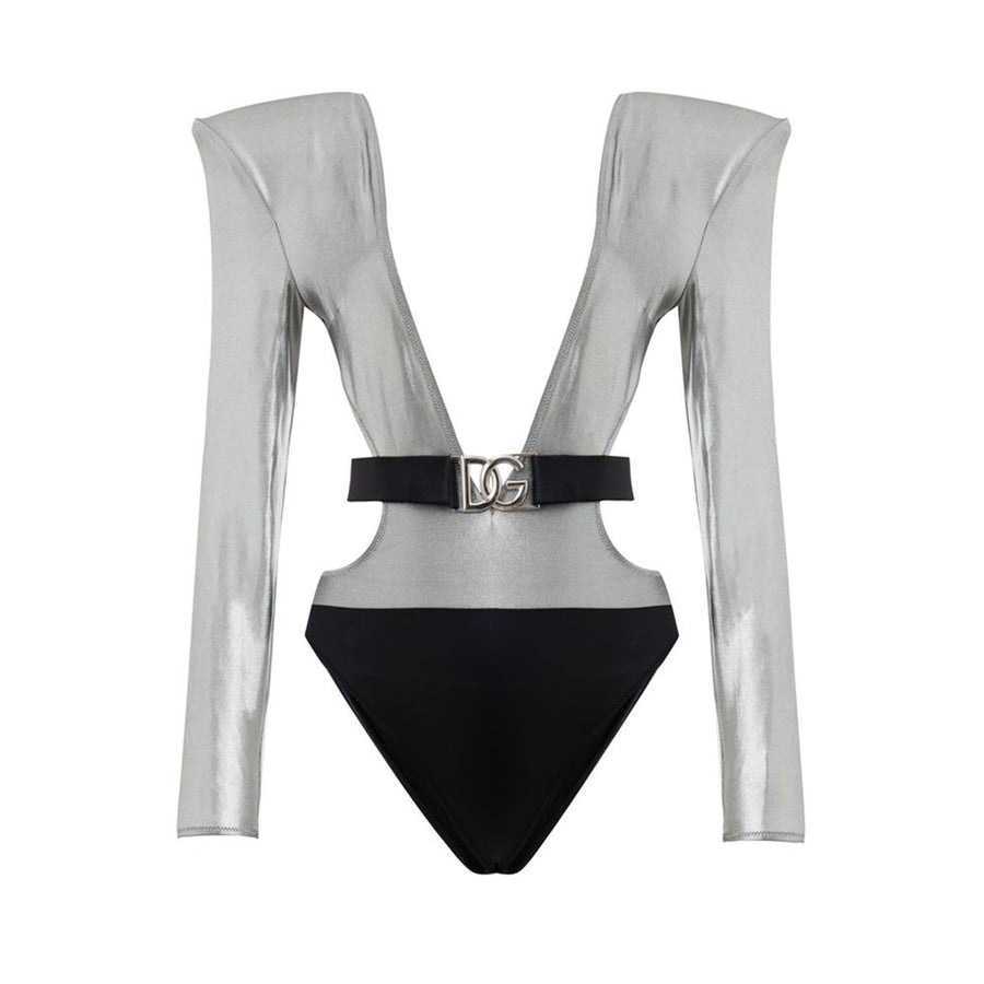 Dolce & Gabbana 55% Viscose one-piece swimsuit in silver