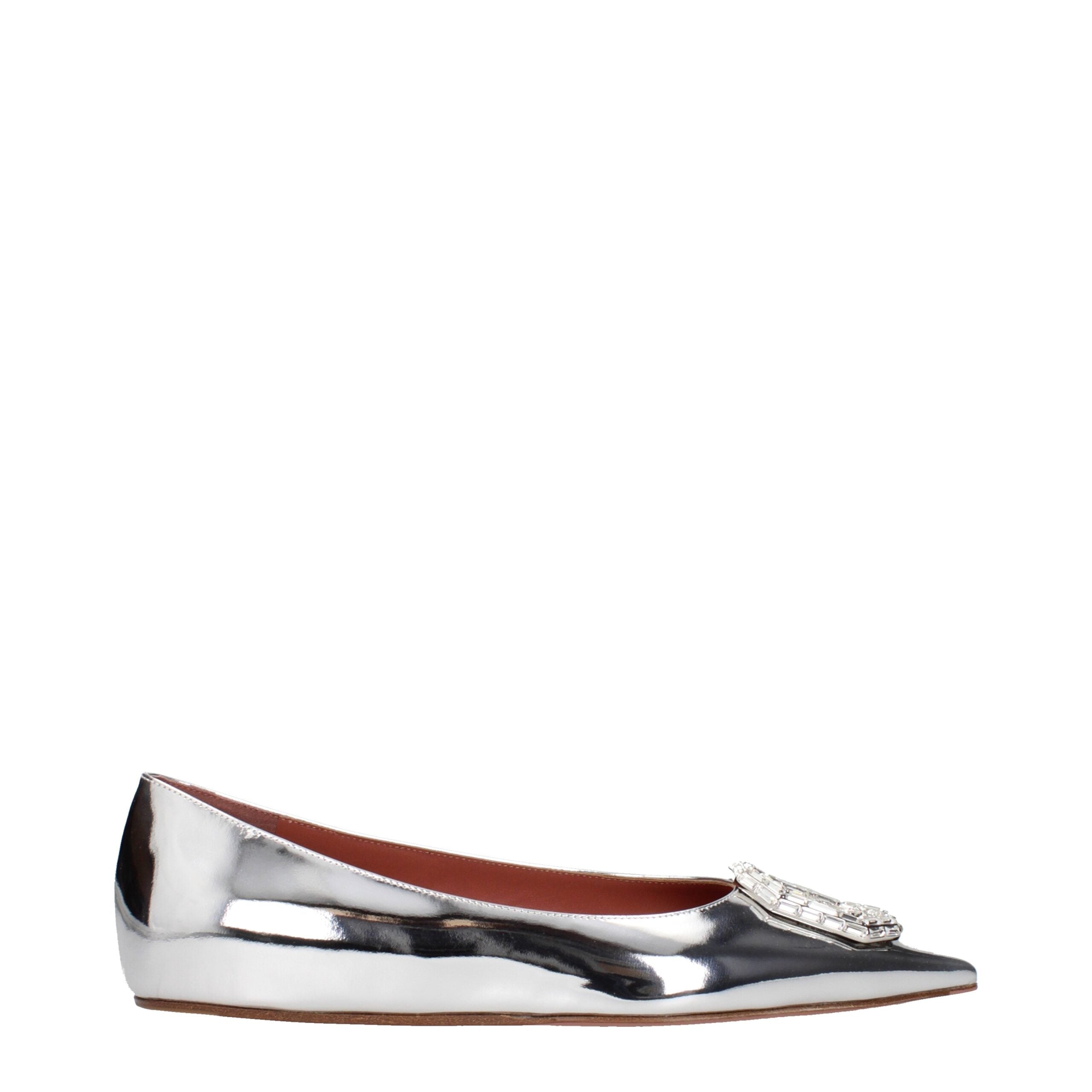 Amina Muaddi flat in silver