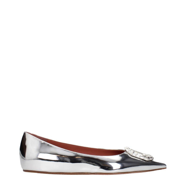 Amina Muaddi flat in silver