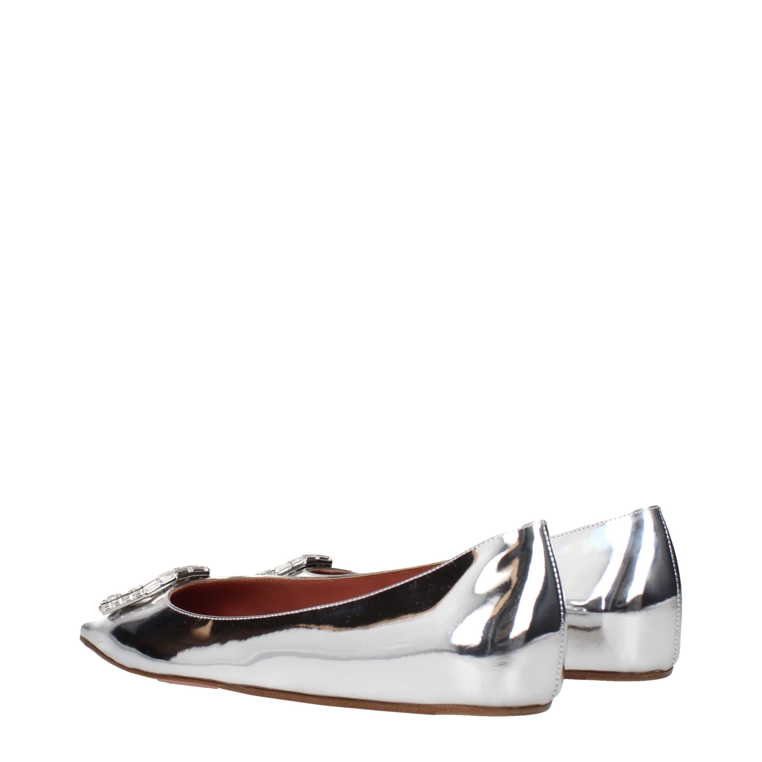 Amina Muaddi flat in silver — view 4