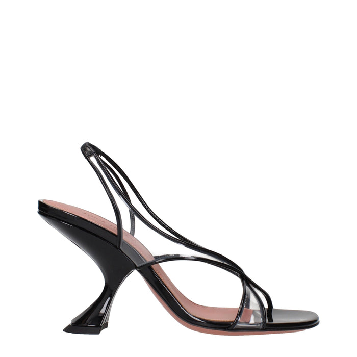 Amina Muaddi Patent leather sandal in black
