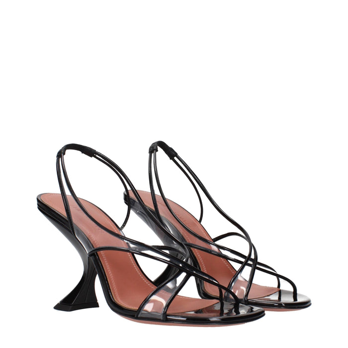 Amina Muaddi Patent leather sandal in black — view 2