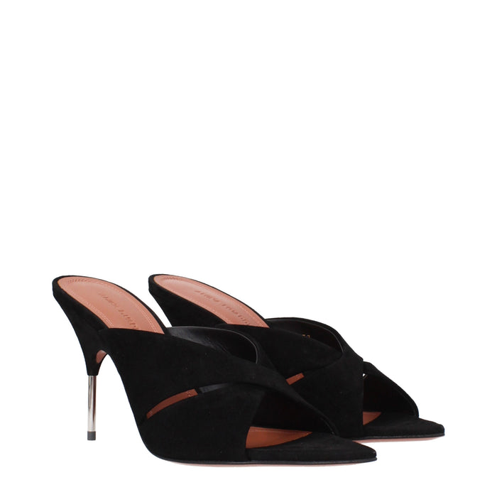 Amina Muaddi Suede upper heel slide in black — view 2