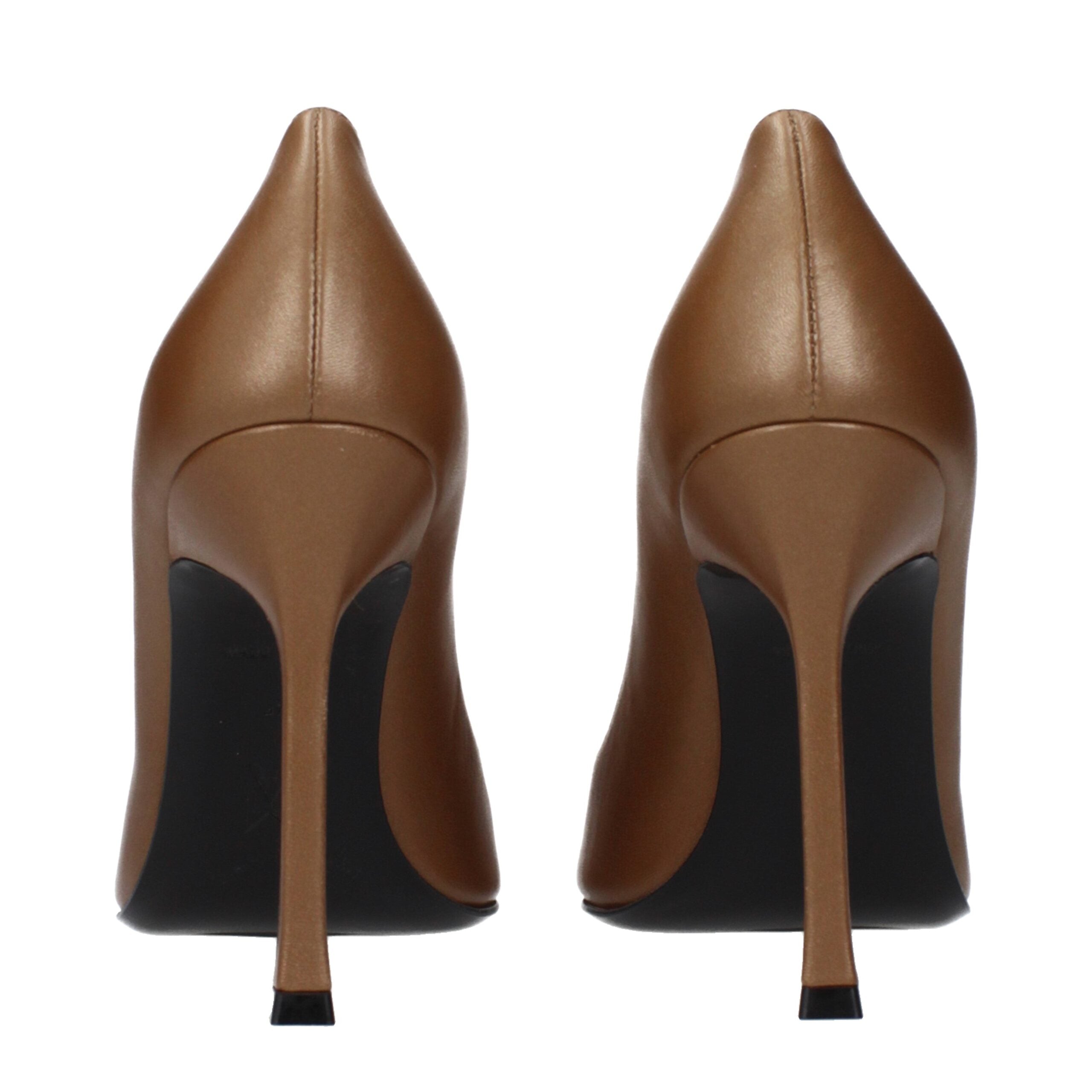 Amina Muaddi Nappa leather heel pump in brown — view 5