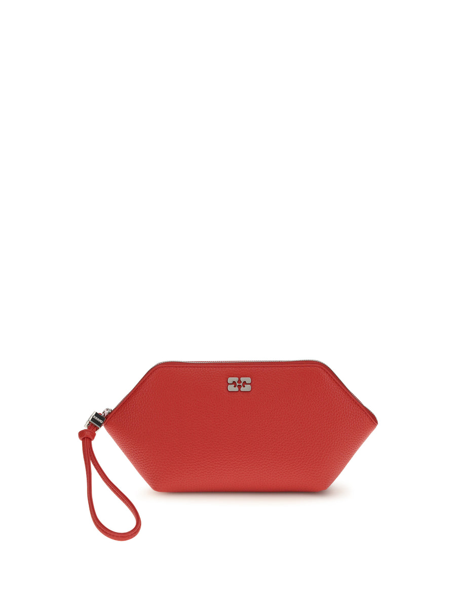Ganni 65% Recycled Leather clutch in red