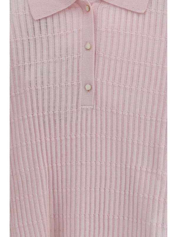 Polo Shirt Gallo Pink Wool & Silk Knitwear