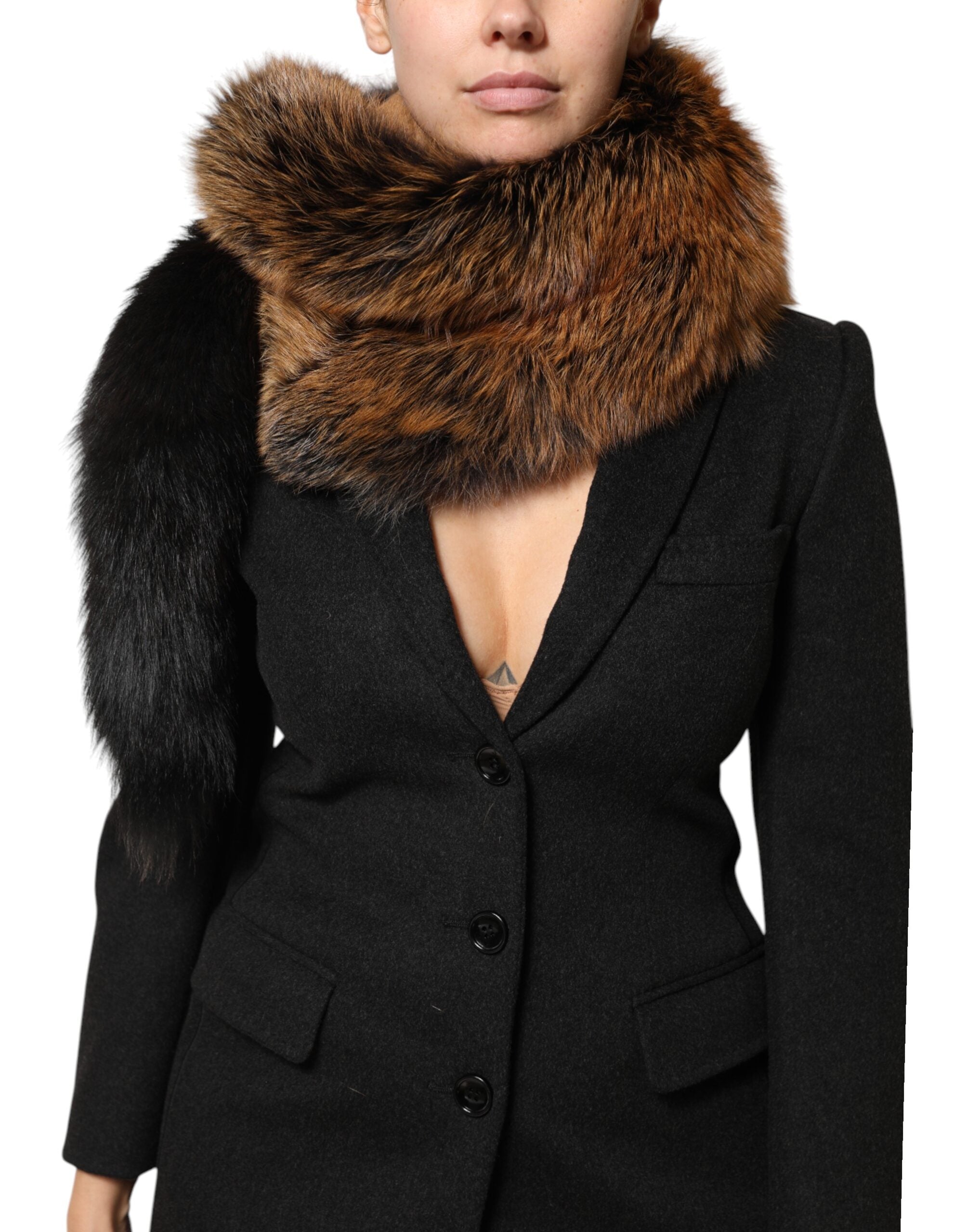 Dolce & Gabbana 100% Red Fox Fur scarf in brown — view 2