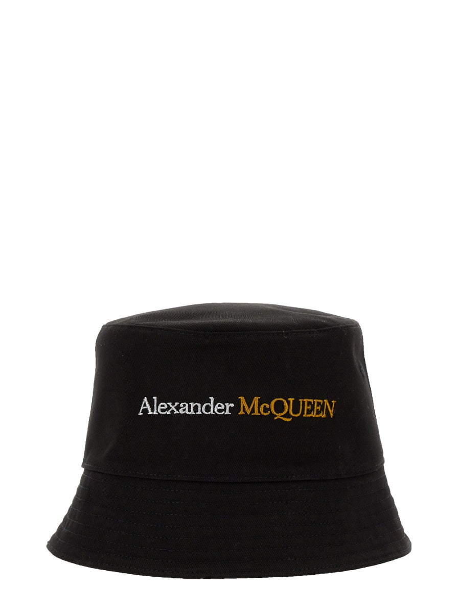 Bucket Hat With Logo Black Cotton