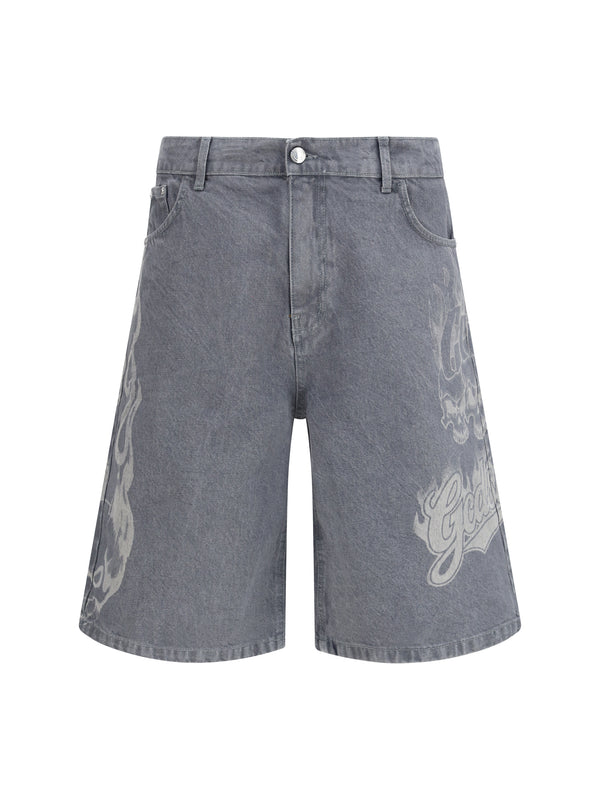Baggy Shorts Riders Quarry Grey-White Grey/white Cotton Bermuda