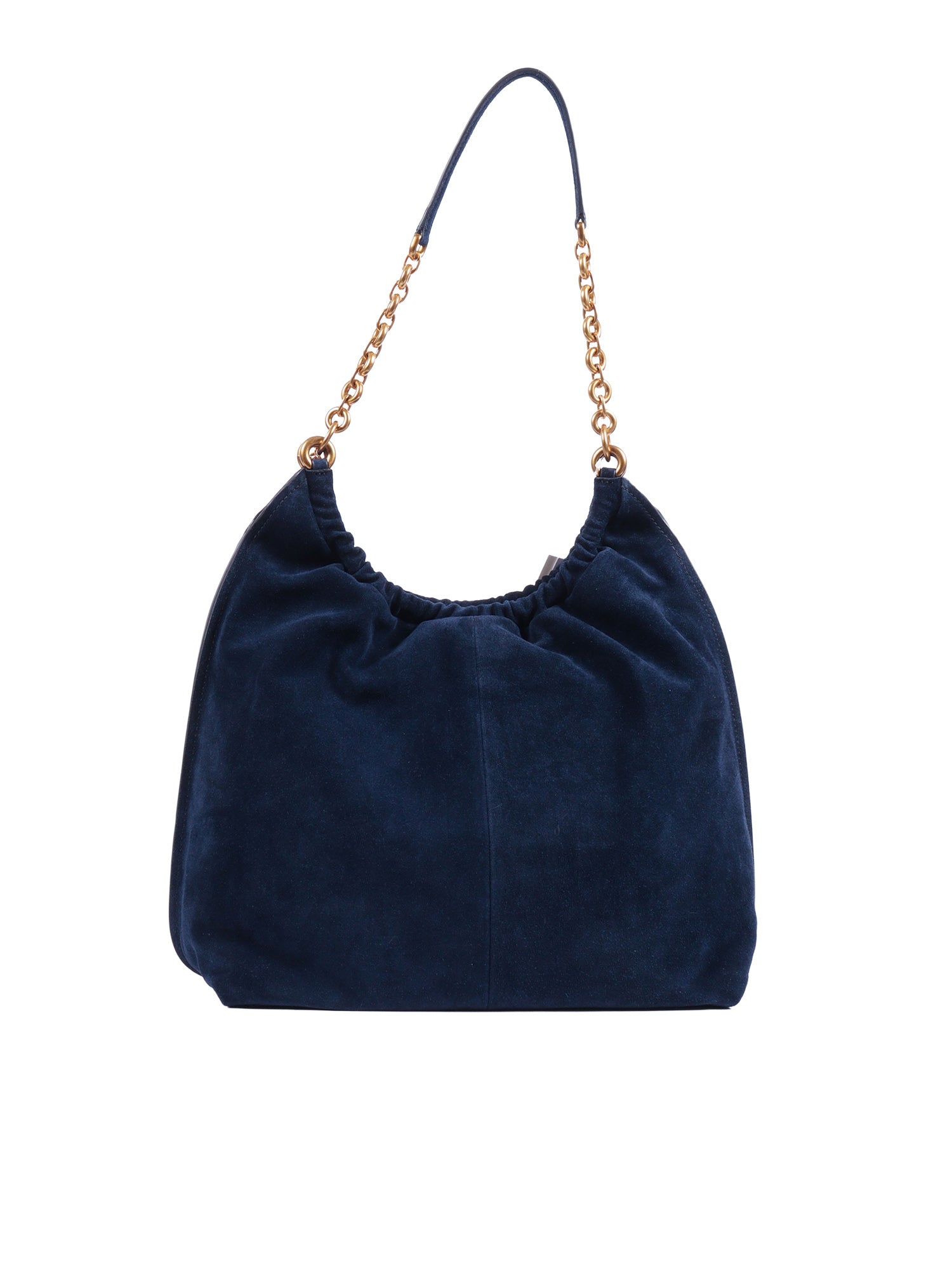 Lg Cinch Msgr Blue Calf Leather Handbag