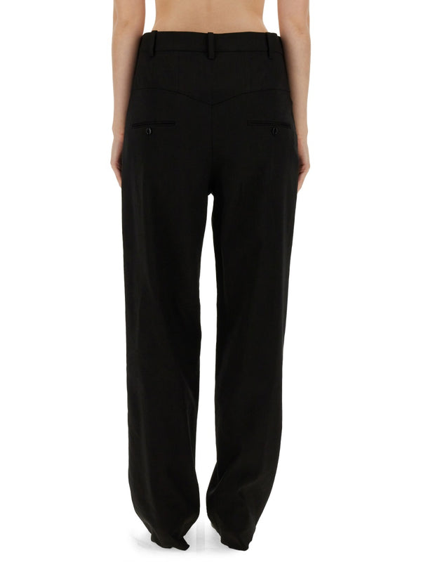 Black Pants With Hemp And Viscose Blend Main Material: Trousers