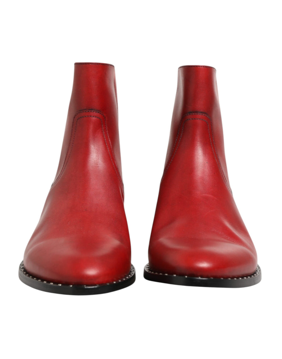 Dolce & Gabbana 100% calf leather; interior: 5% silk boot in red