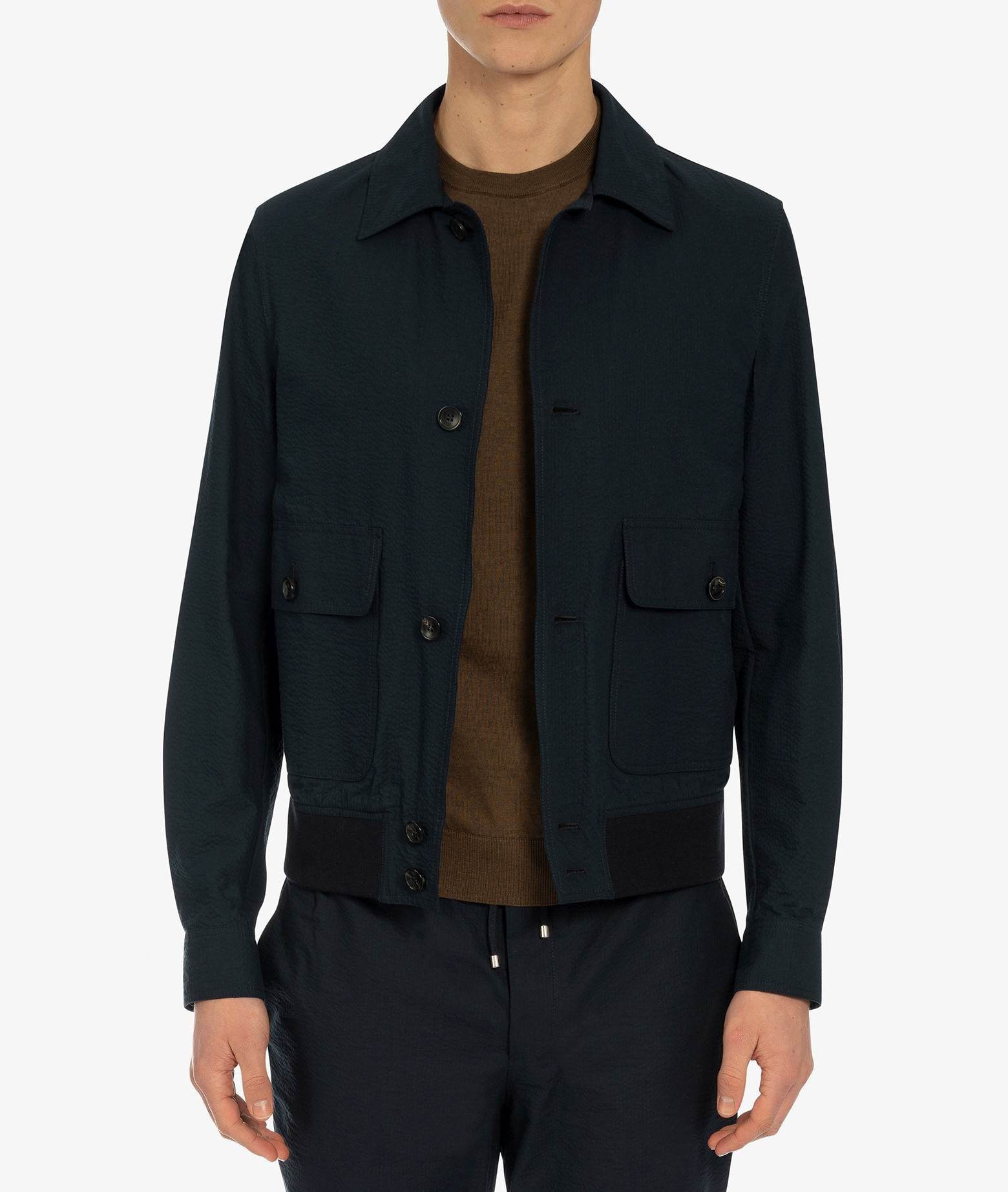 Sempione Seersucker Jacket Blue Sportwear Blouson