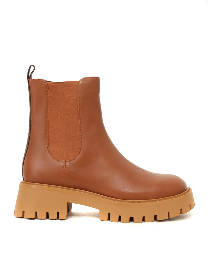 Asher Flat Bootie Brown Cow Leather Boot