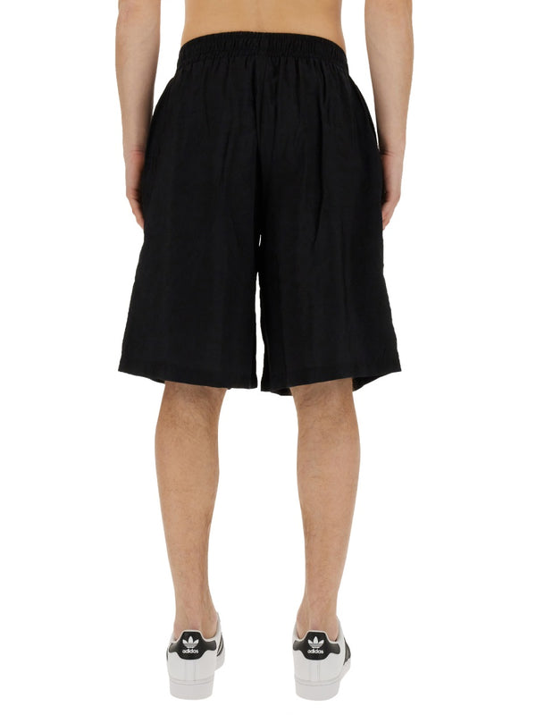 Bermuda Shorts With Logo Black Cupro - Polyester