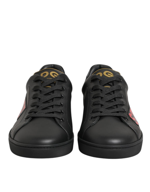 Dolce & Gabbana 100% calf leather upper; 30% goat + 70% calf lining; rubber sole sneaker in black