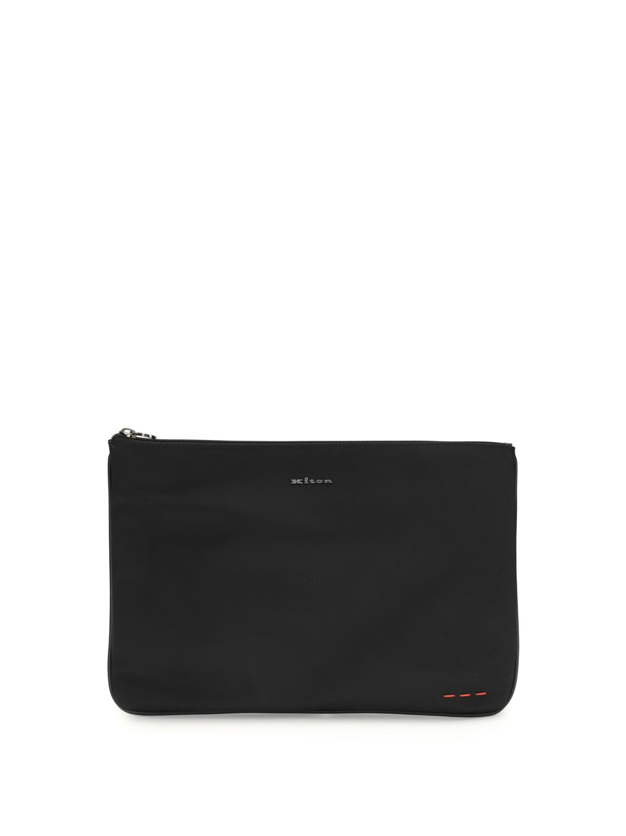 Kiton 100% Fabric clutch in black