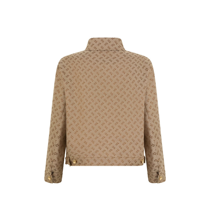 Herno All-Over Logo Jacket Brown Cotton Polyester