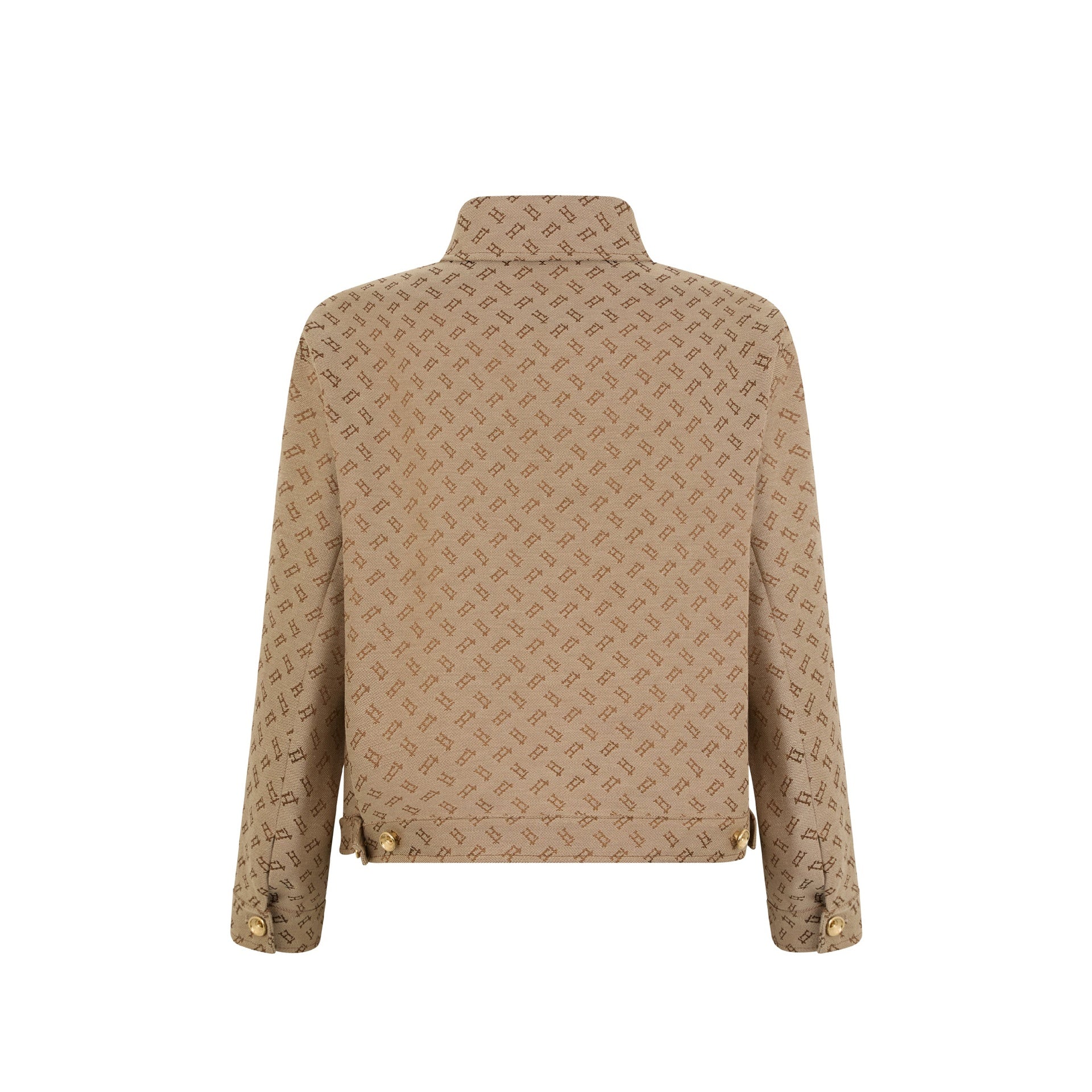 Herno All-Over Logo Jacket Brown Cotton Polyester