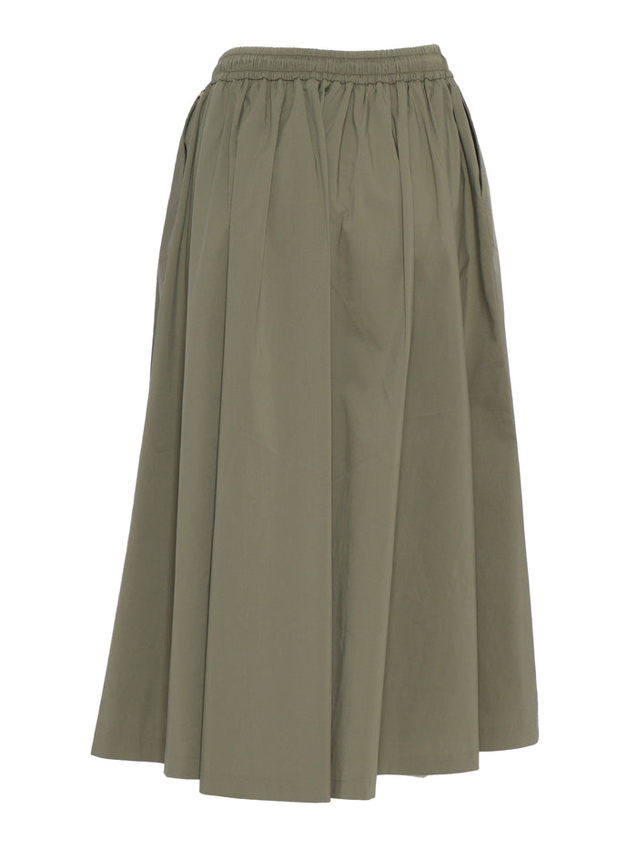 MOSELLA LIGHT POPLIN TECH LONG DOWN JACKET Green Cotton Elastane Polyamide Skirt