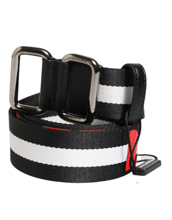 Dolce & Gabbana 95% Nylon 5% Calf Leather belt in black