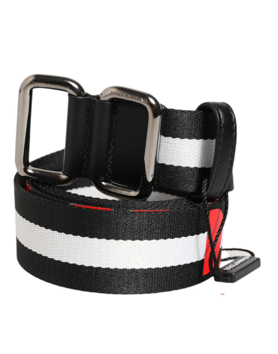 Dolce & Gabbana 95% Nylon 5% Calf Leather belt in black