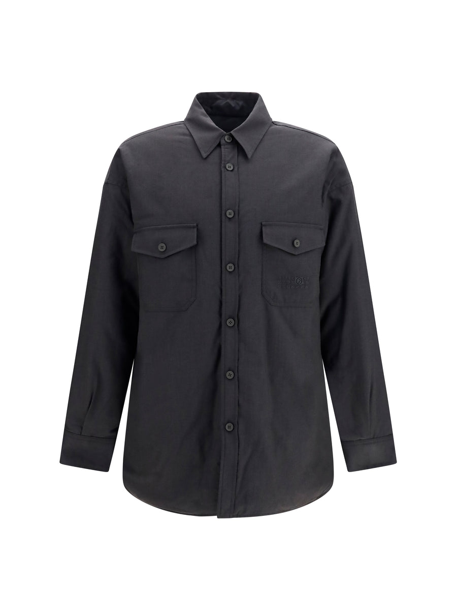Shirt Wool-Blend Anthracite-Black Anthracite/black Merino Wool (ovis Aries)