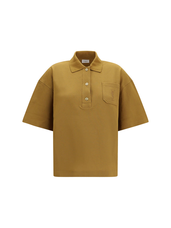 Cassandre Oversized Piqué Polo Miel Fonce Cotton Shirts