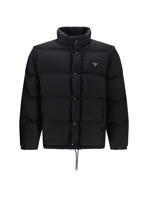 Prada Outer: 100% Nylon; Inner: 100% goose down down jacket in black
