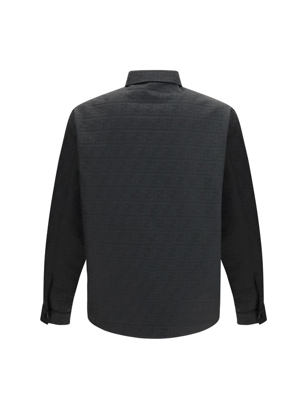 Nylon Shirt Jacket With Ff Jacquard Black Polyester