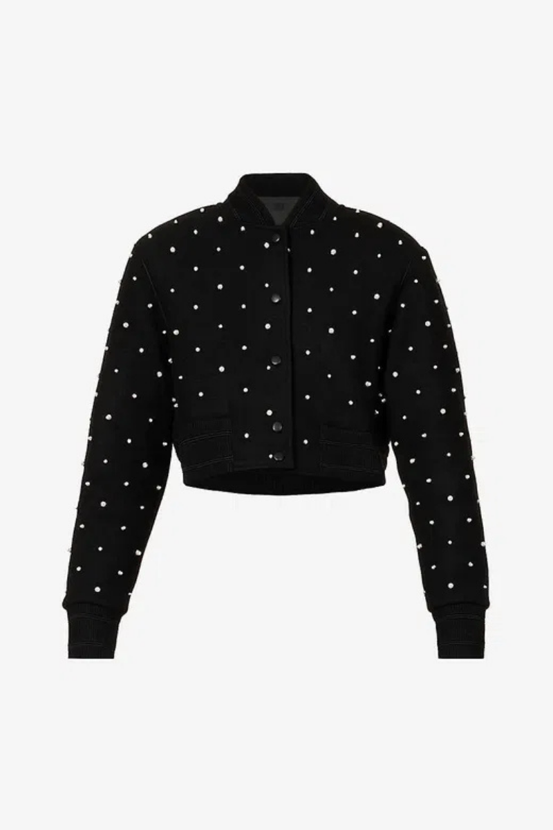 Givenchy Satin Embroidered Bomber_silvery Red,silver Clothing