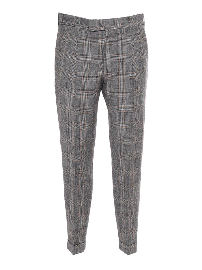 REBEL 1 Pleat, Diagonal Pockets, Flap Back Pockets Grey Virgin Wool Pant