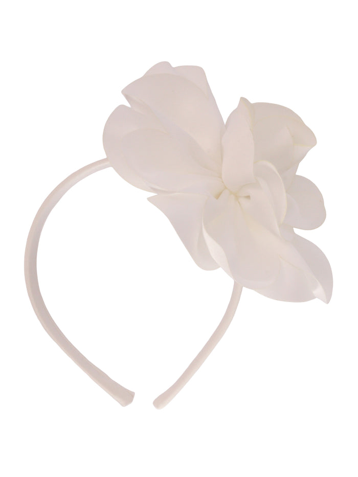 Satin headband with flower White