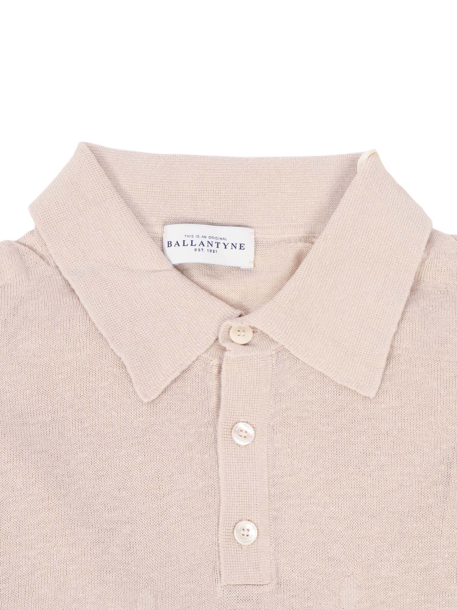 Short Sleeves Polo Beige Linen Cotton