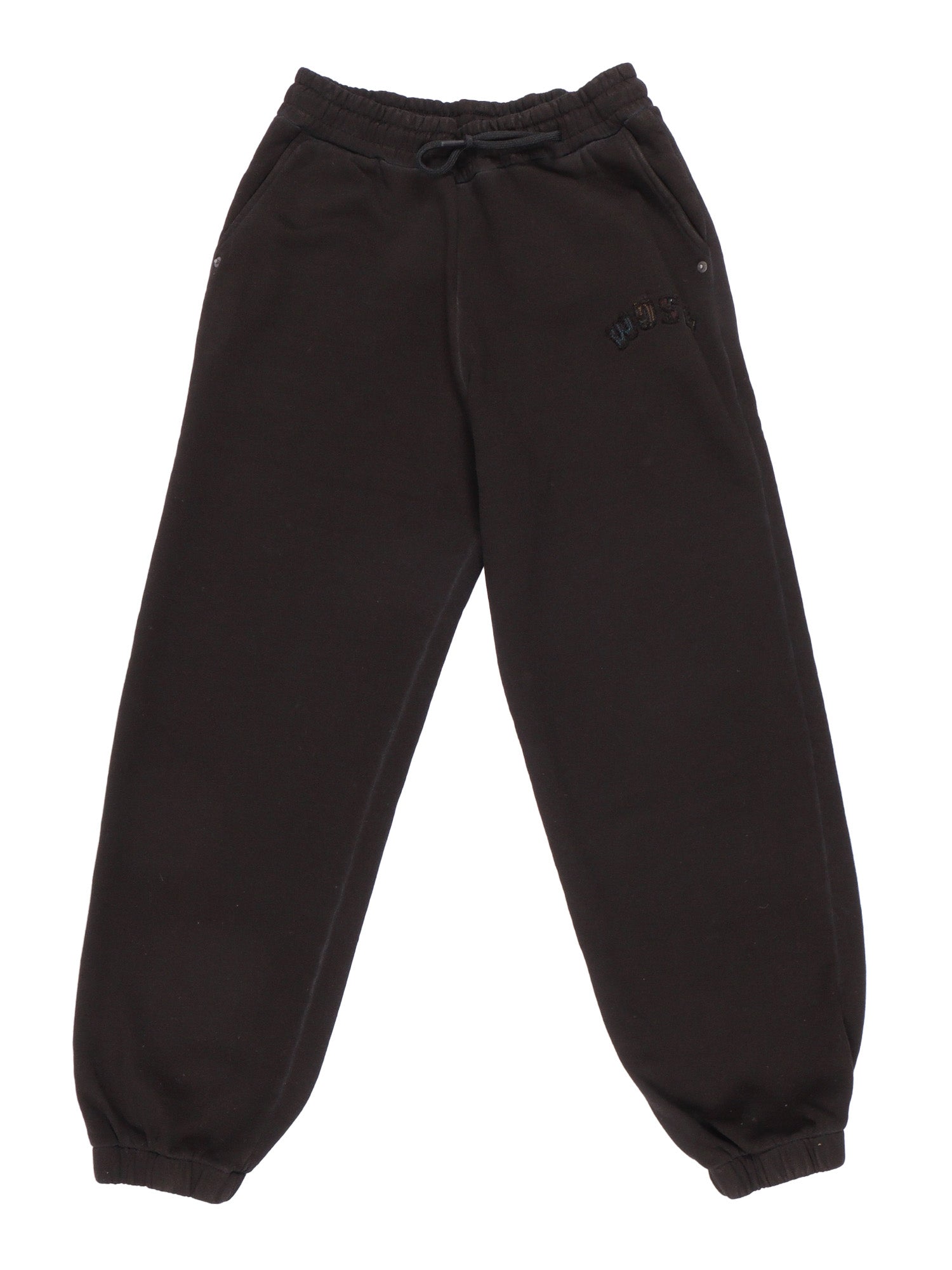 Washed Fleece Pants Boy Black Cotton Jogging