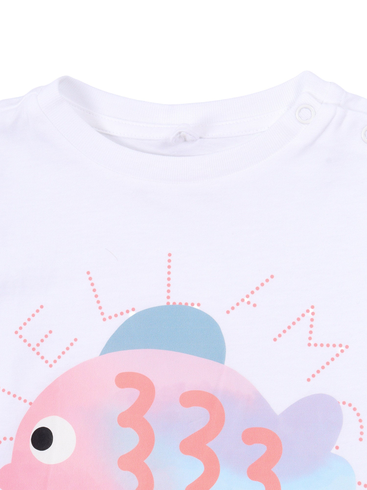 T-SHIRT-TOP White Cotton Polyester Short Sleeves T-shirt