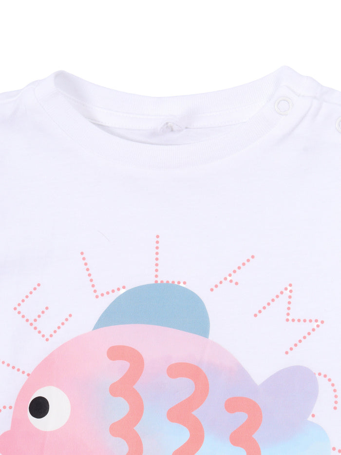 T-SHIRT-TOP White Cotton Polyester Short Sleeves T-shirt