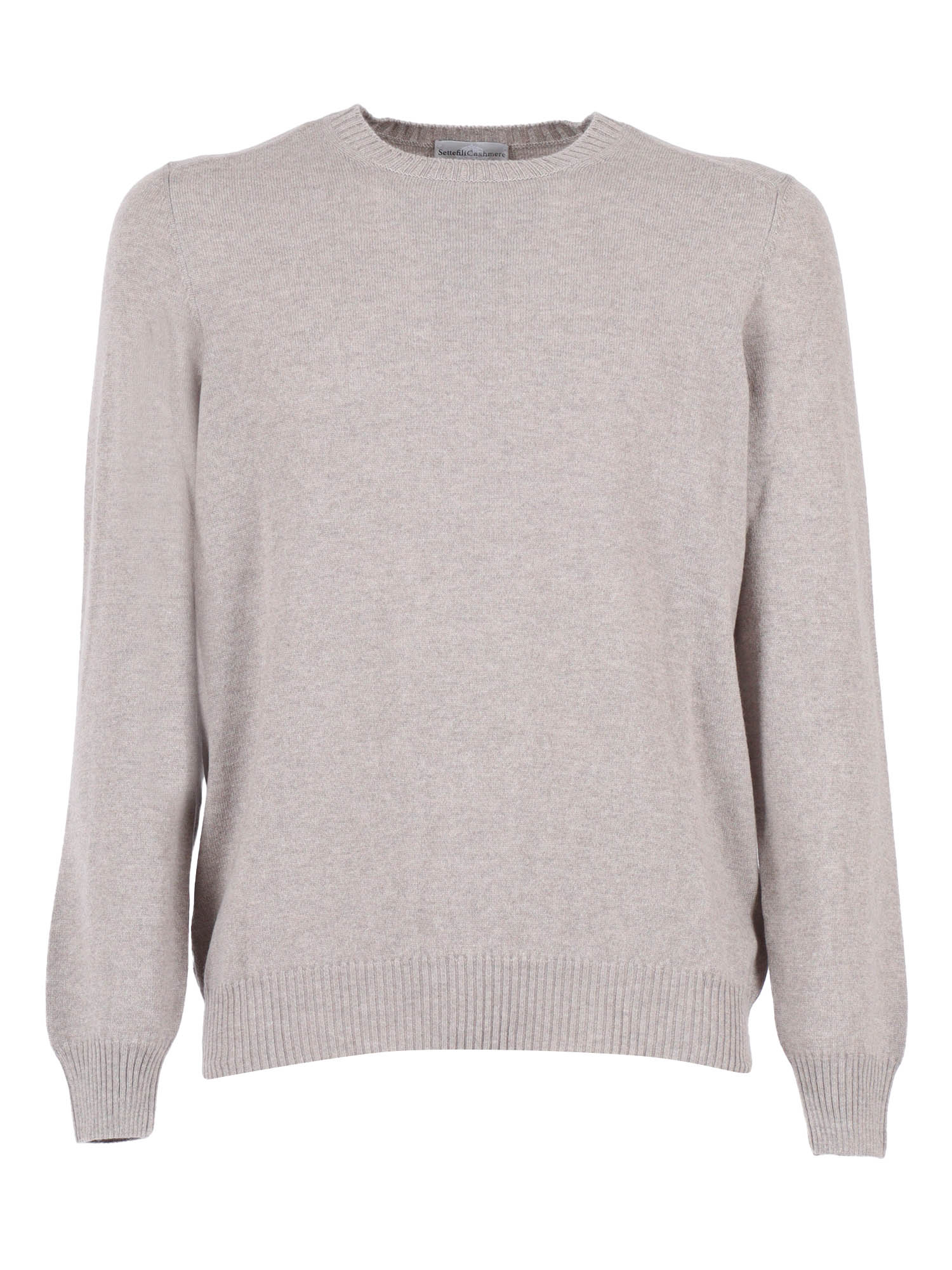 French Shoulder Crew Neck Slim Beige Cashmere Crewneck