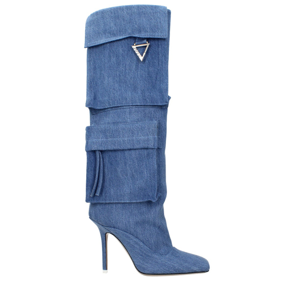 The Attico Denim fabric heel boot in blue