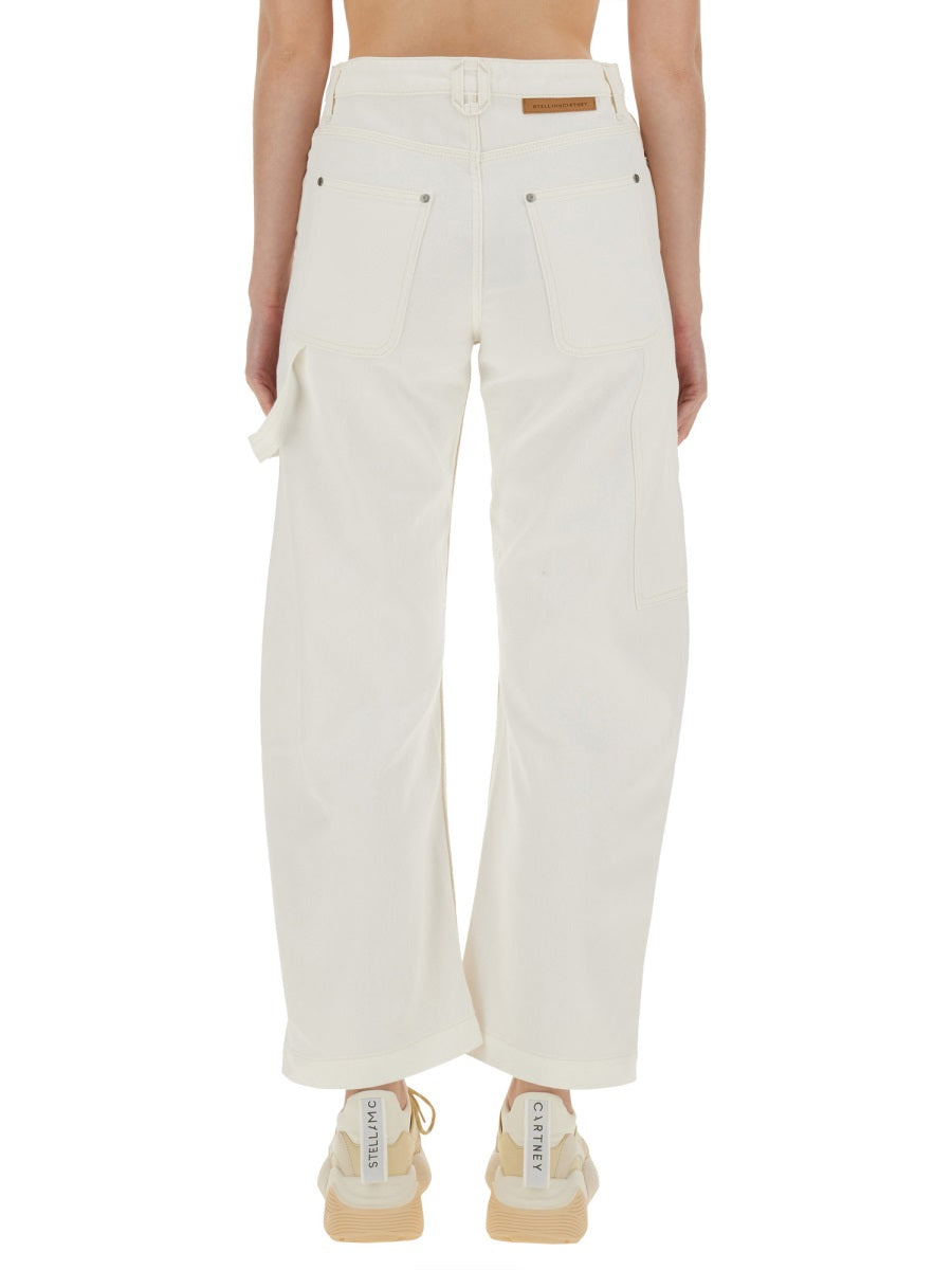 Utility Jeans With Banana Leg Ivory Polyester