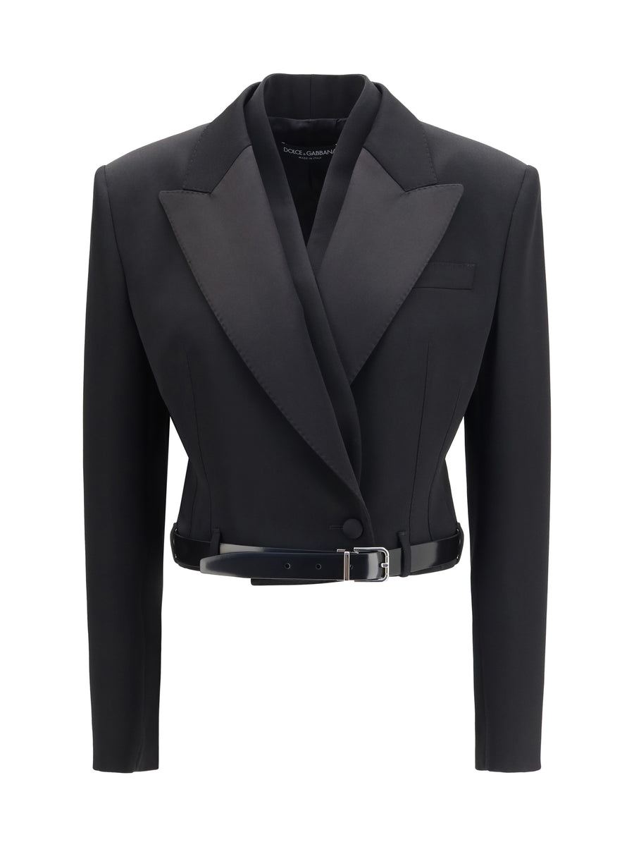 Dolce & Gabbana 90% Fleece Wool Ovis Aries; 8% Silk; 2% Polyester blazer in black
