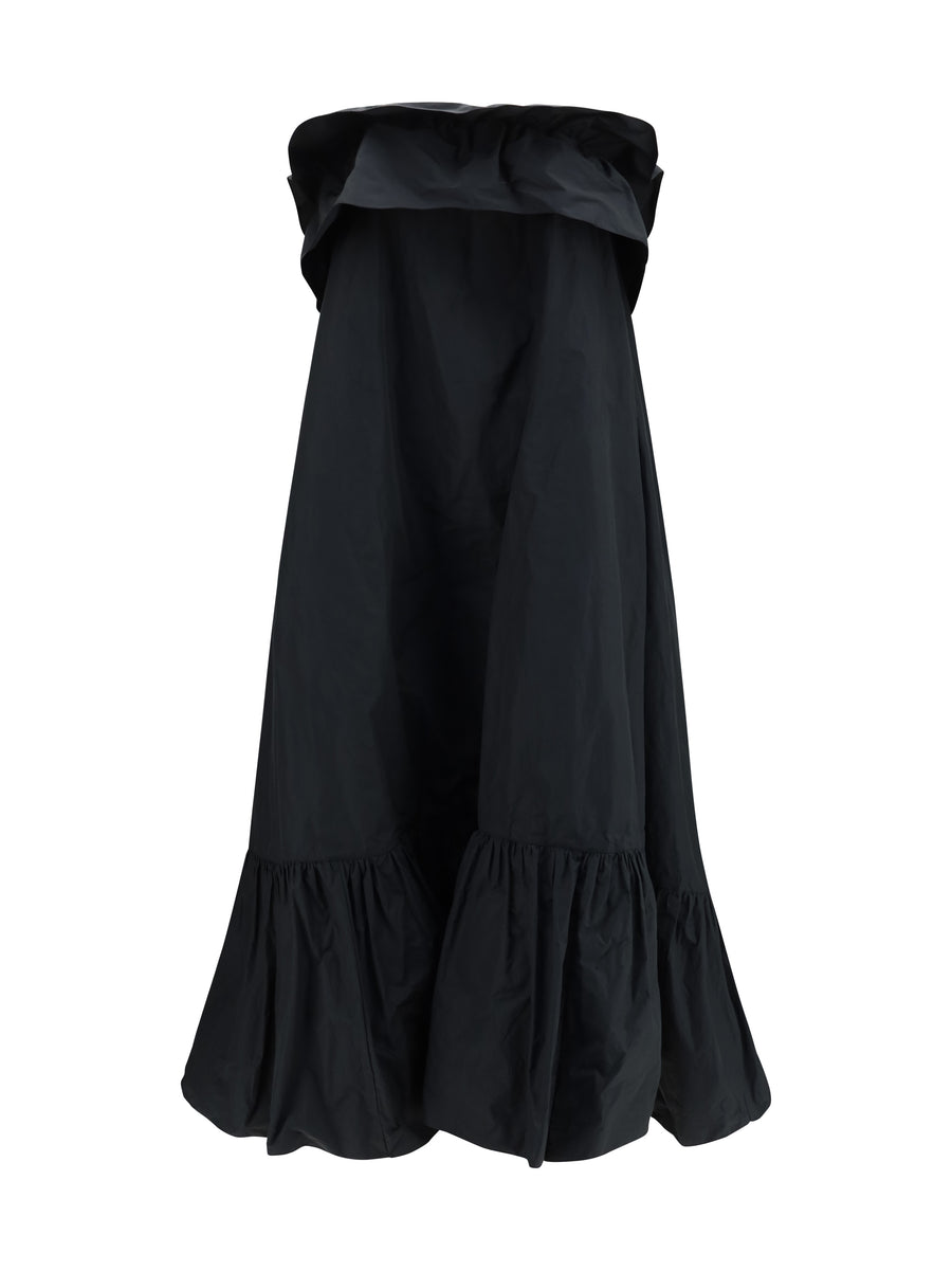Sleeveless Country Dress Technical Canvas Noir Polyester; Cotton
