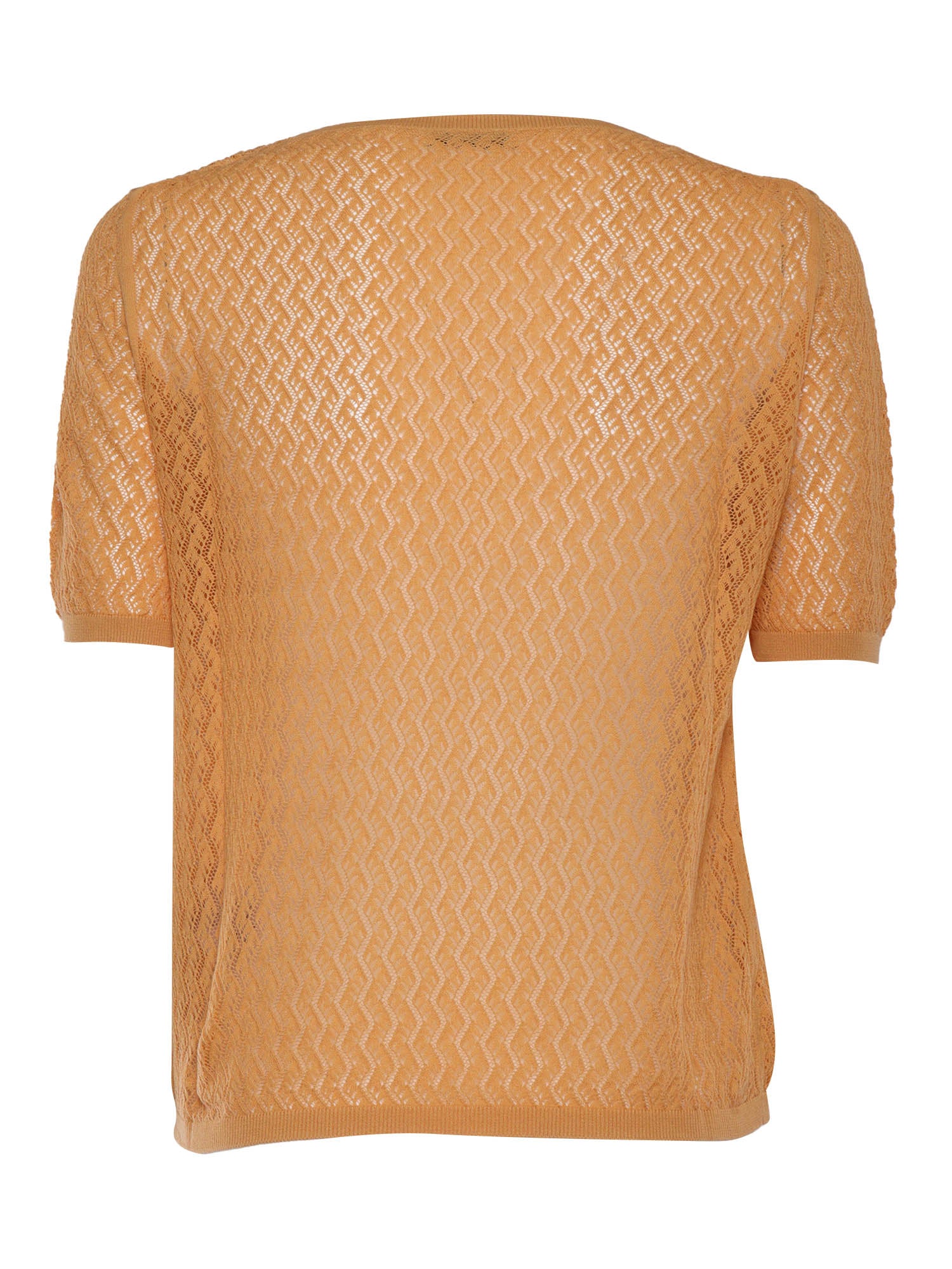 Orange cotton knit sweater Short Sleeves T-shirt