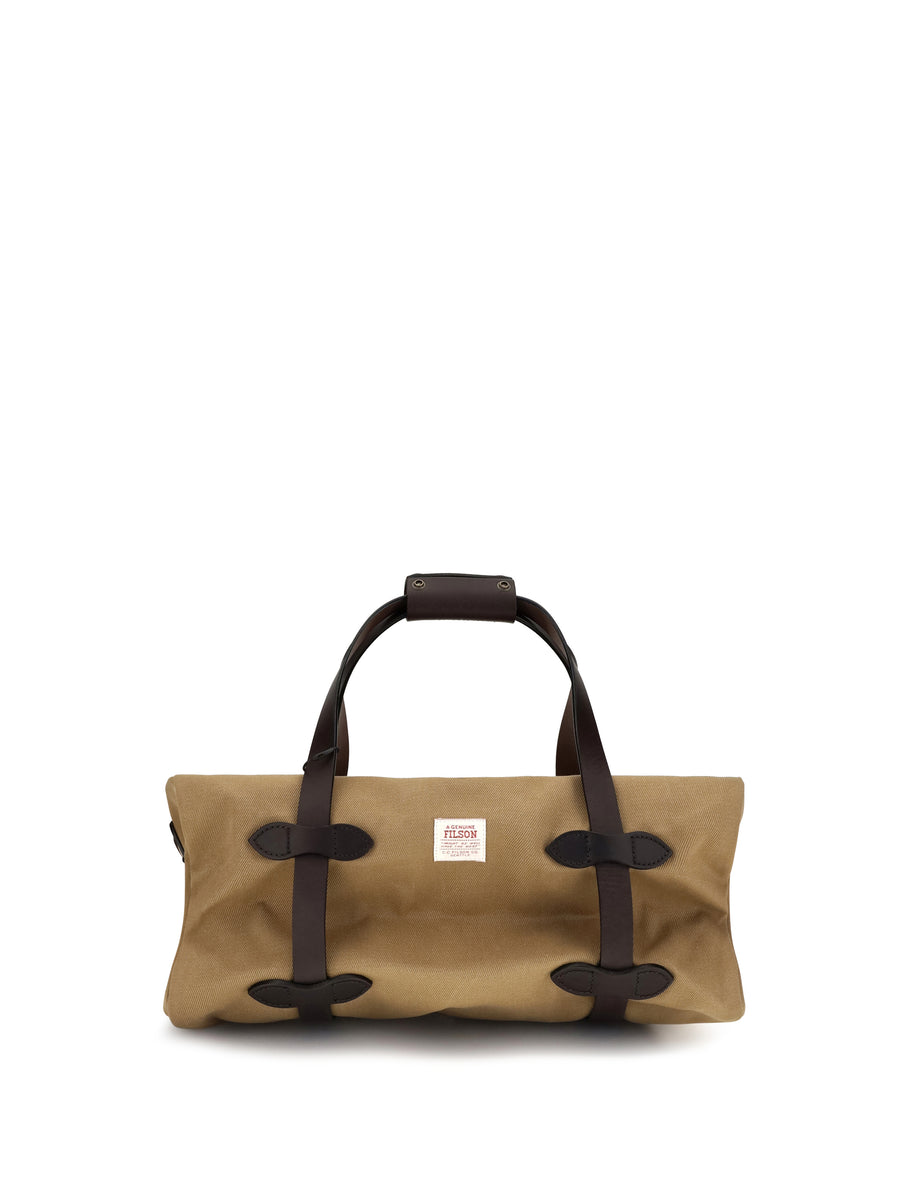 Small Rugged Twill Travel Bag Tan Cotton Shoulder