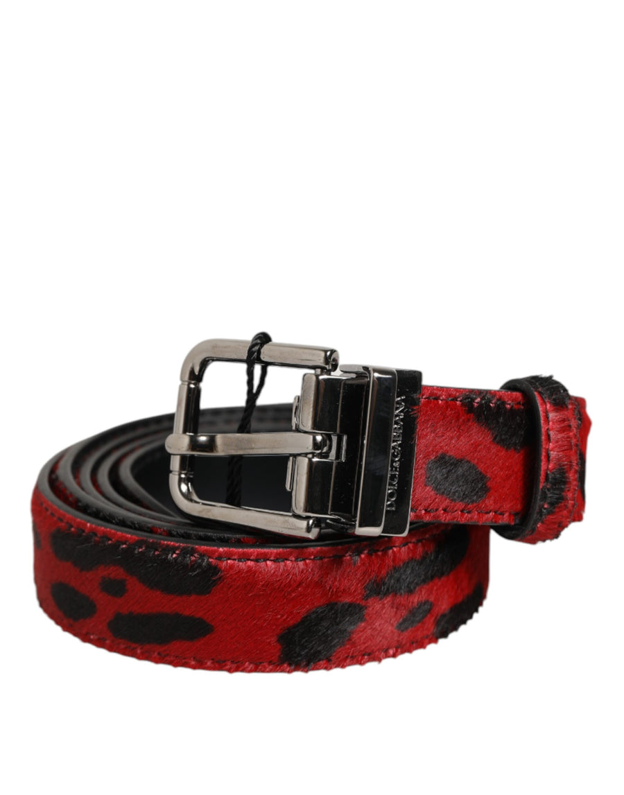 Dolce & Gabbana Pony hair leather belt in red