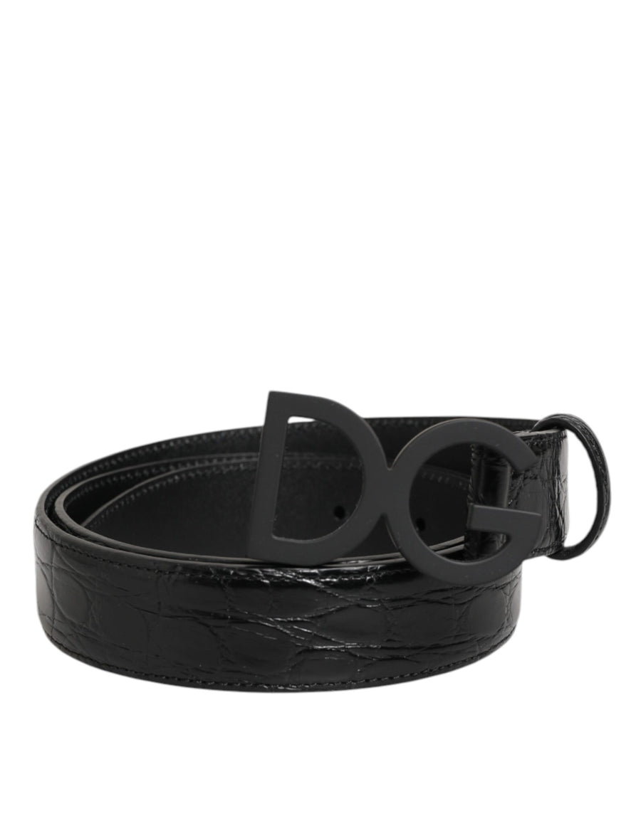Dolce & Gabbana 100% Crocodile Leather; 100% Calf (interior) belt in black