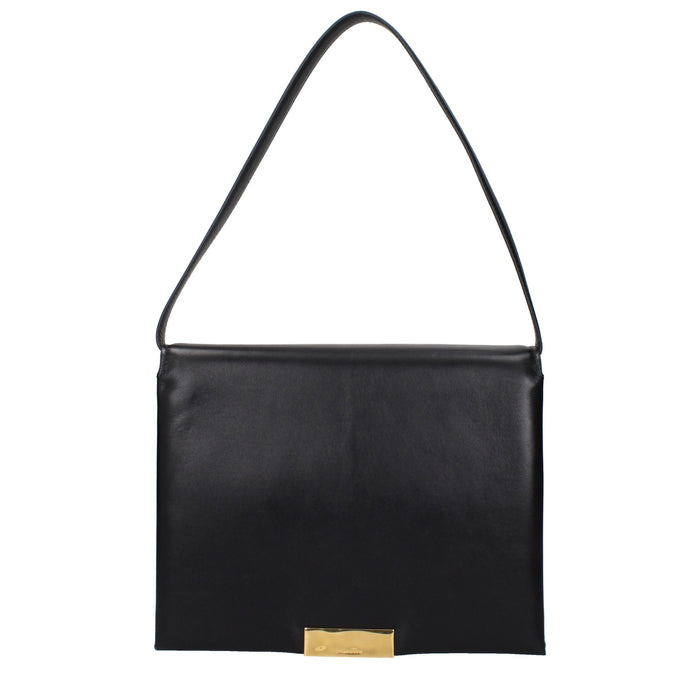 Jil Sander Leather shoulder bag in black