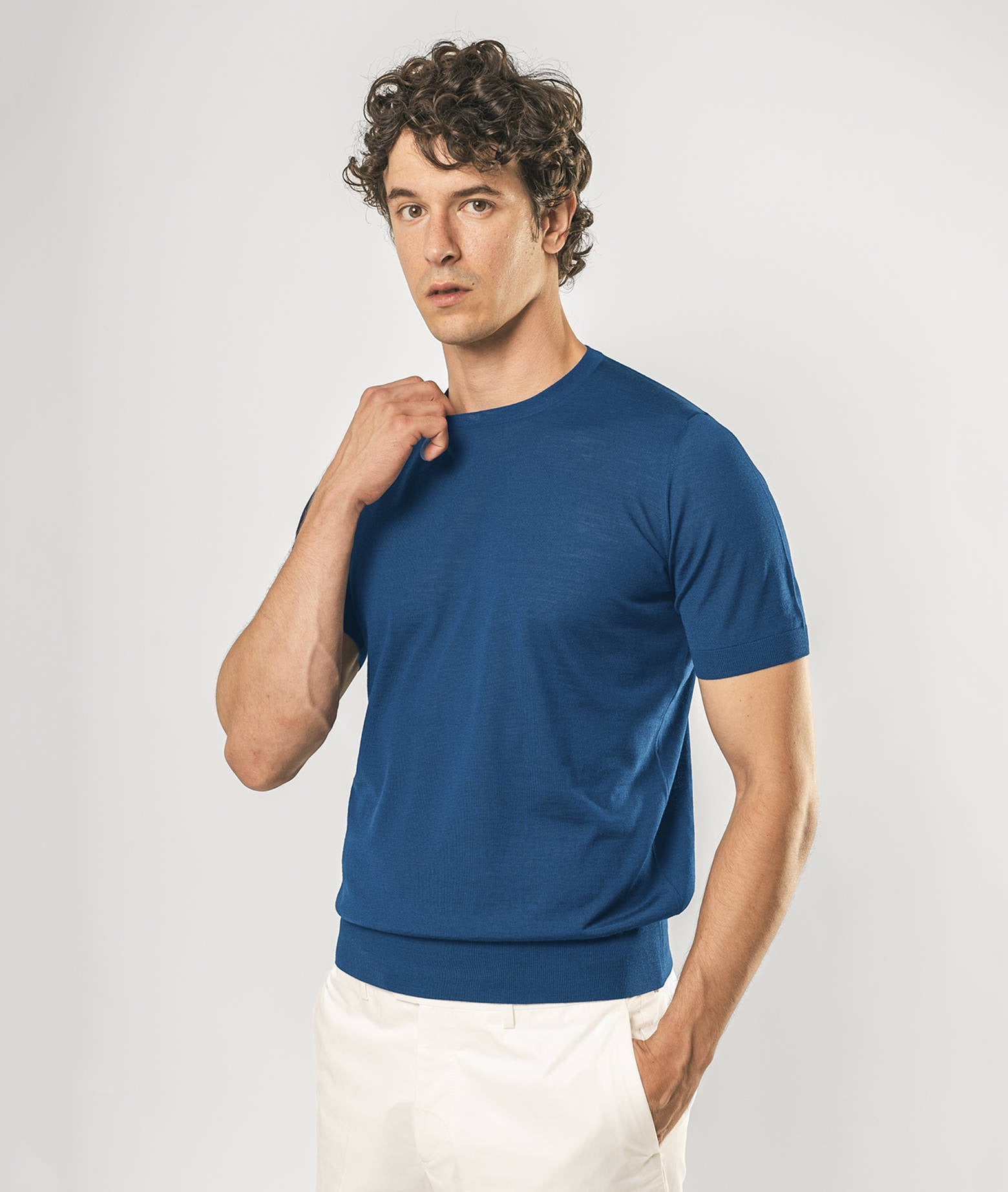 Wool T-Shirt Mentone Darkblue Round Neck