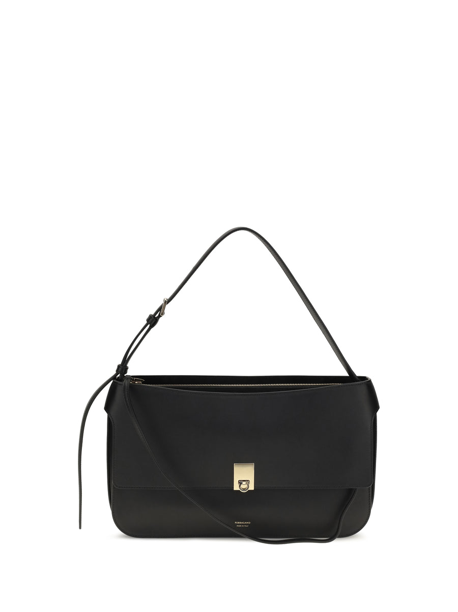 Small Cara Shoulder Bag Nero Calf Leather Bos Taurus