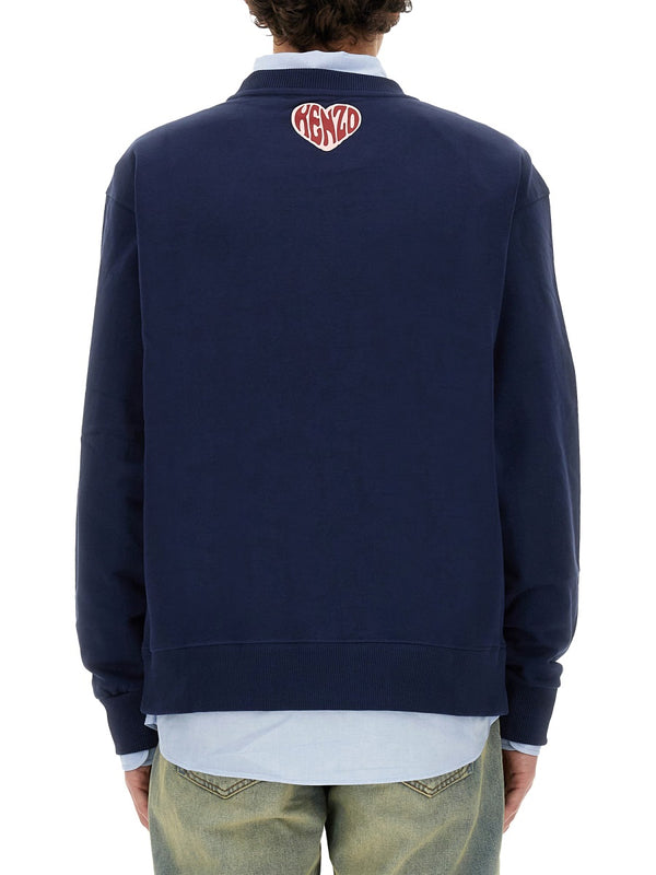Sweatshirt With Logo Blue Cotton Sweatshirts